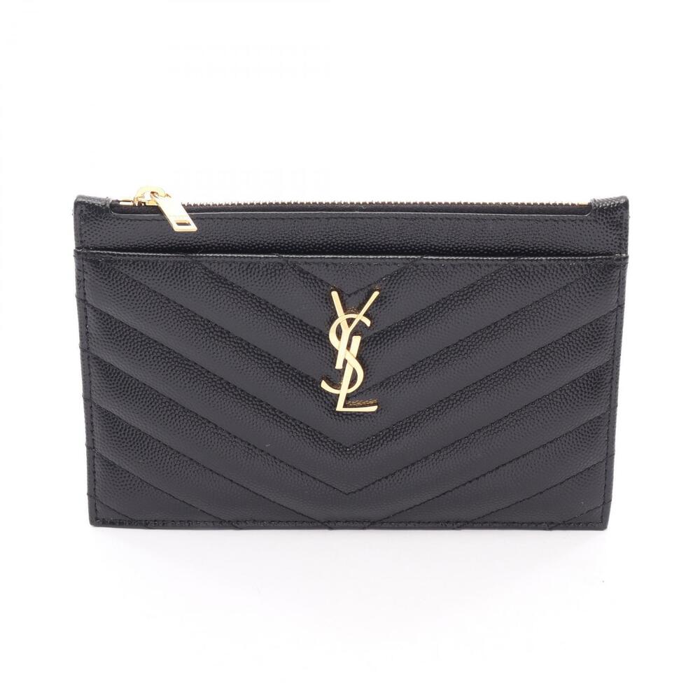 Saint Laurent Paris Bill Pouch Clutch Monogram Bag Leather Black